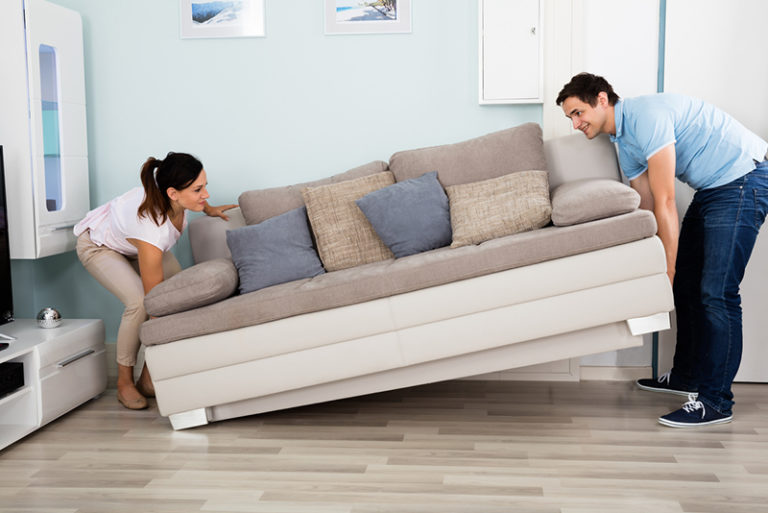 furniture in rectangular living room